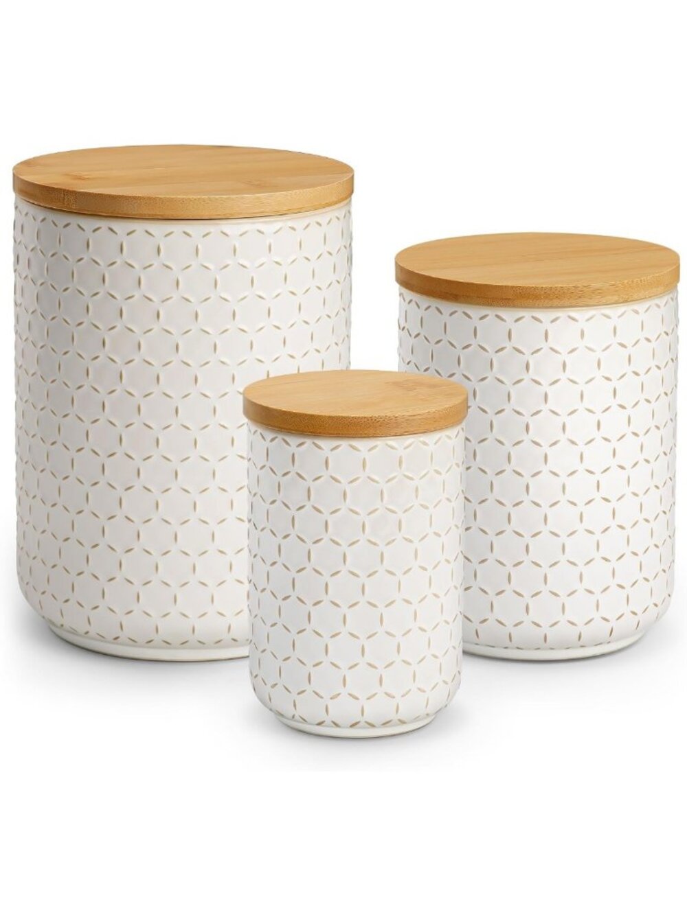 Stylish Ceramic Canister Set with Airtight Lids - Kitchen Storage Jars, 3-Piece